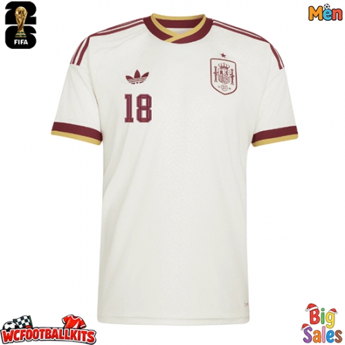Spain Martin Zubimendi #18 Replica Away Stadium Shirt World Cup 2026 Short Sleeve
